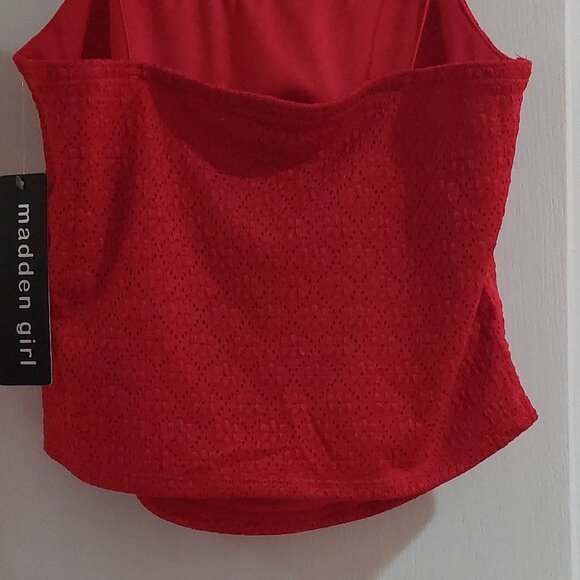 Madden Girl Junior Red Lace Bustier Tank Top Sz XL - Picture 4 of 6